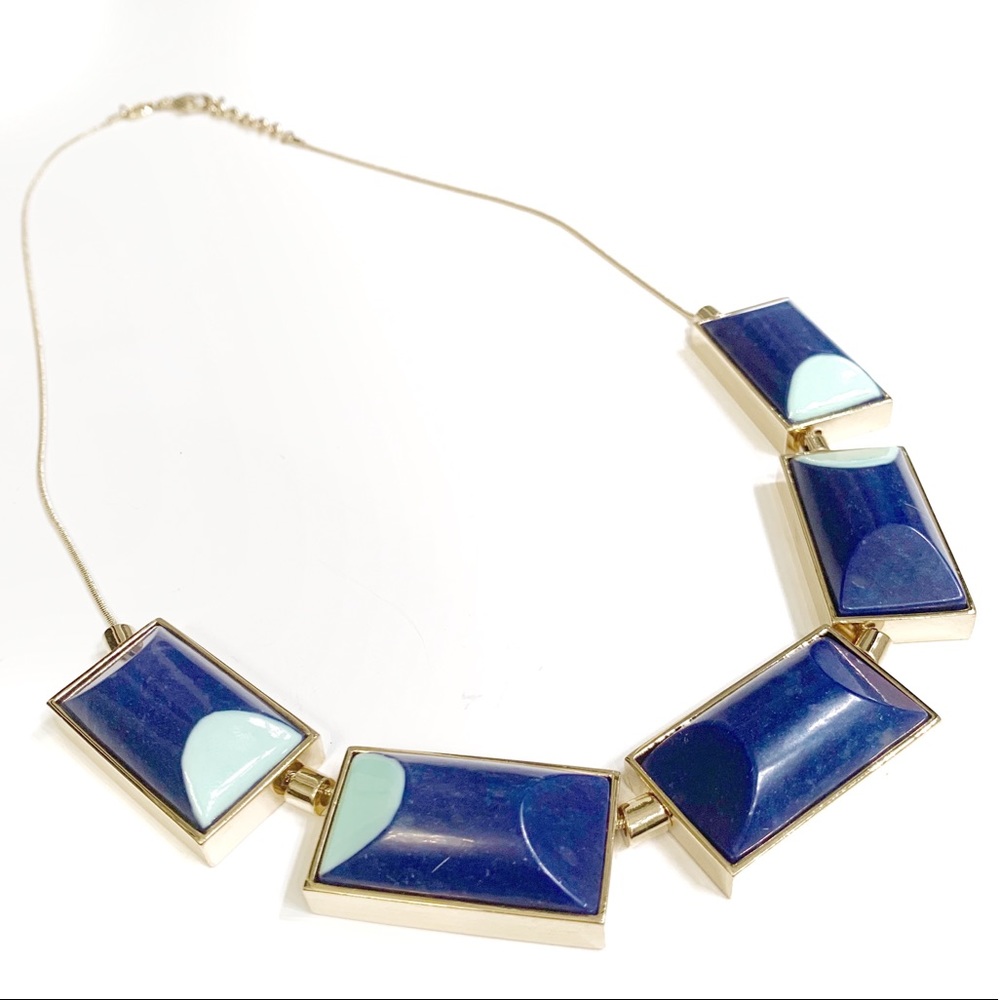 Fossil Blue Two Tone Rectangle Stone Necklace - image 1